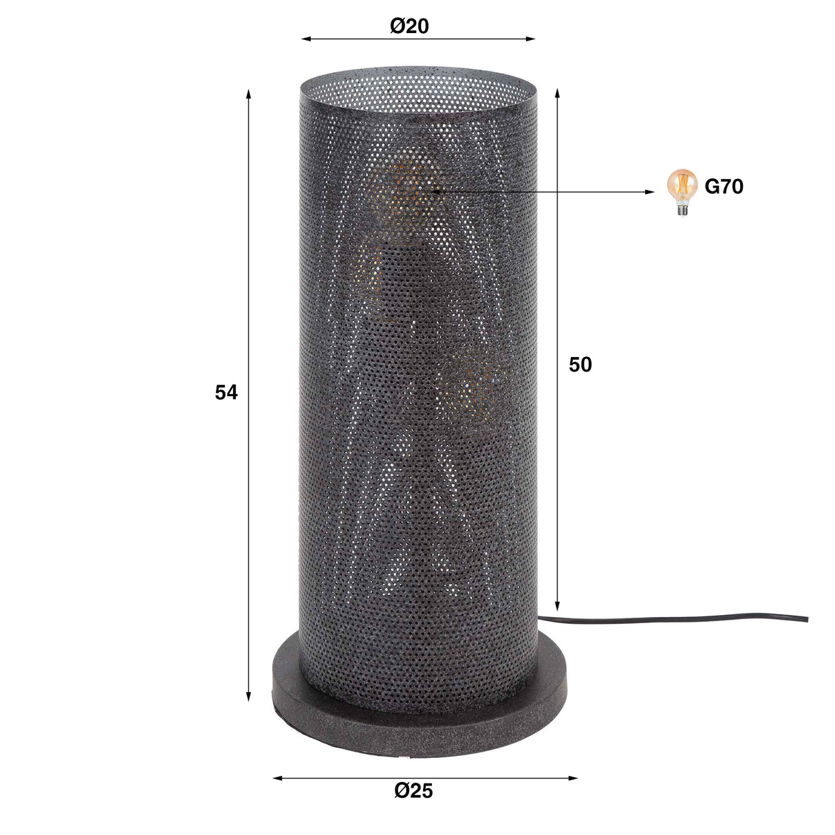 Bordlampe Knox 3-lys mesh sort