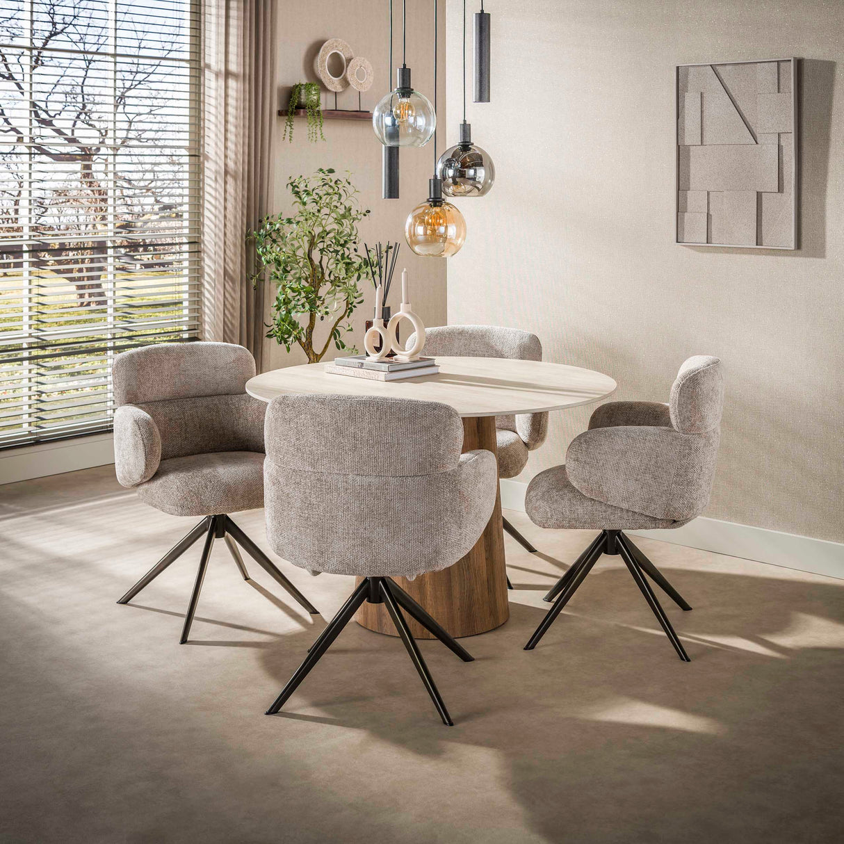 Hanglampen - Hanglamp 5 - lichts getrapt gekleurd glas zwart metaal Valeo - Dimehouse