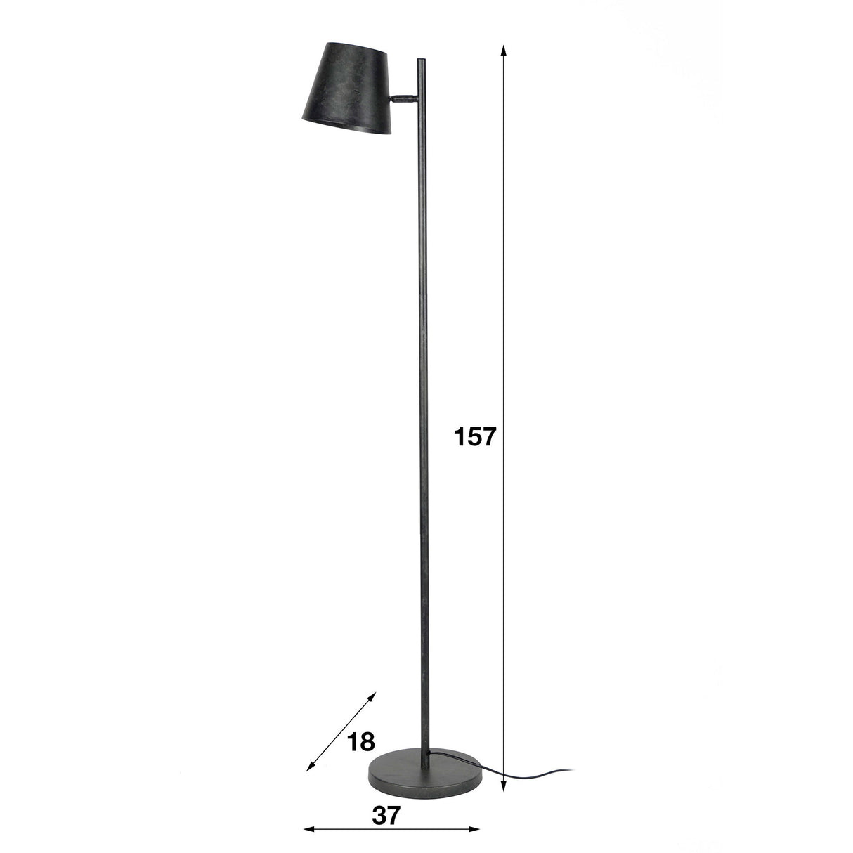 Gulvlampe Sienna DH Interiør Charcoal LxBxH 61x32x25 Metal Hvid fotostørrelsesindikation