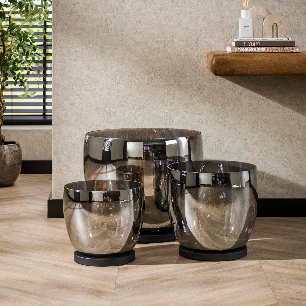 Gulvlampe Dain UP XL kromfarvet glas