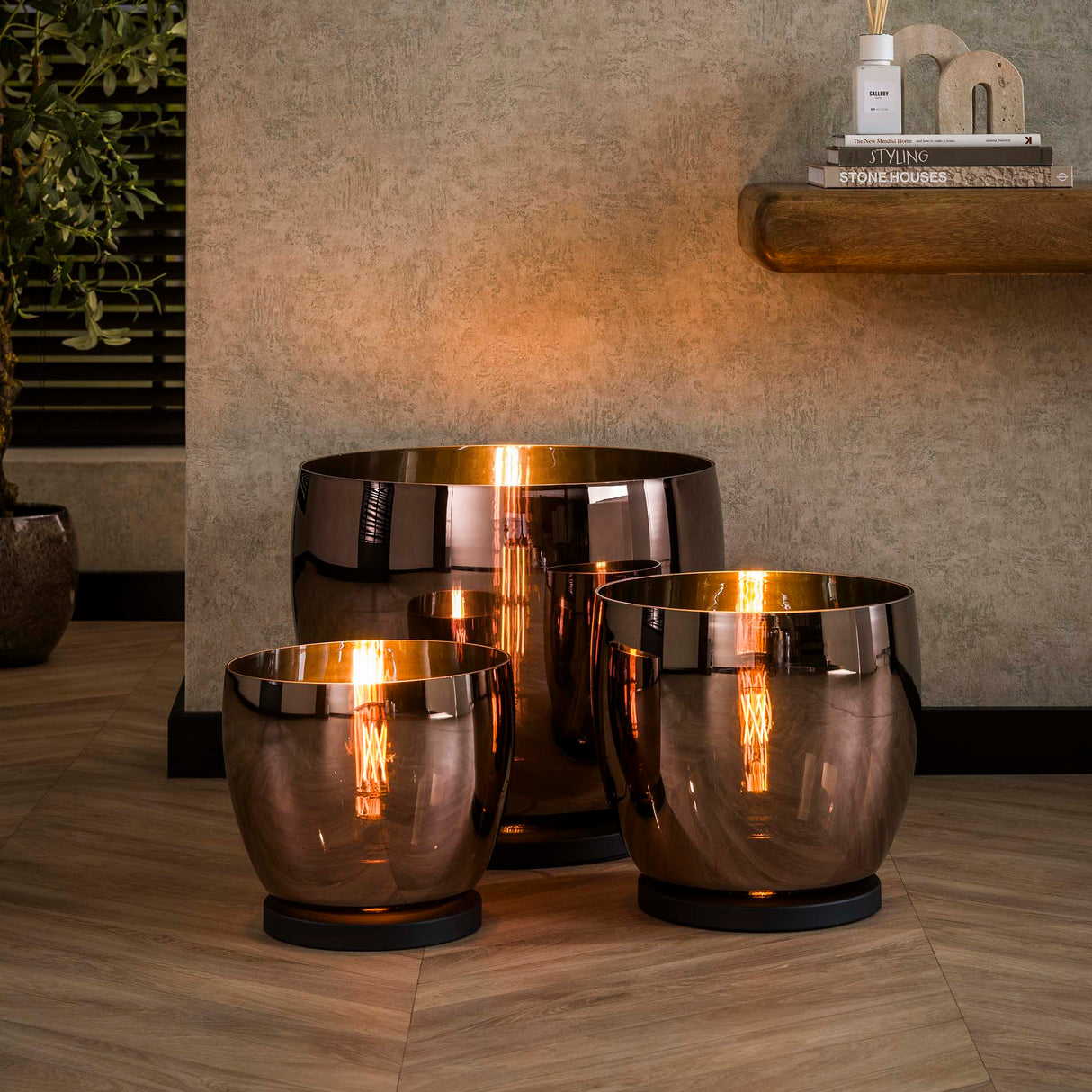 Gulvlampe Dain UP XL Kobberfarvet glas