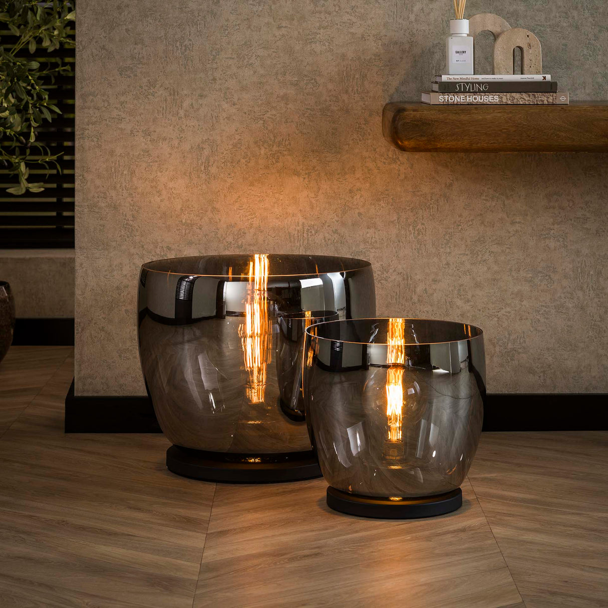 Gulvlampe Dain UP XXL Kromfarvet glas