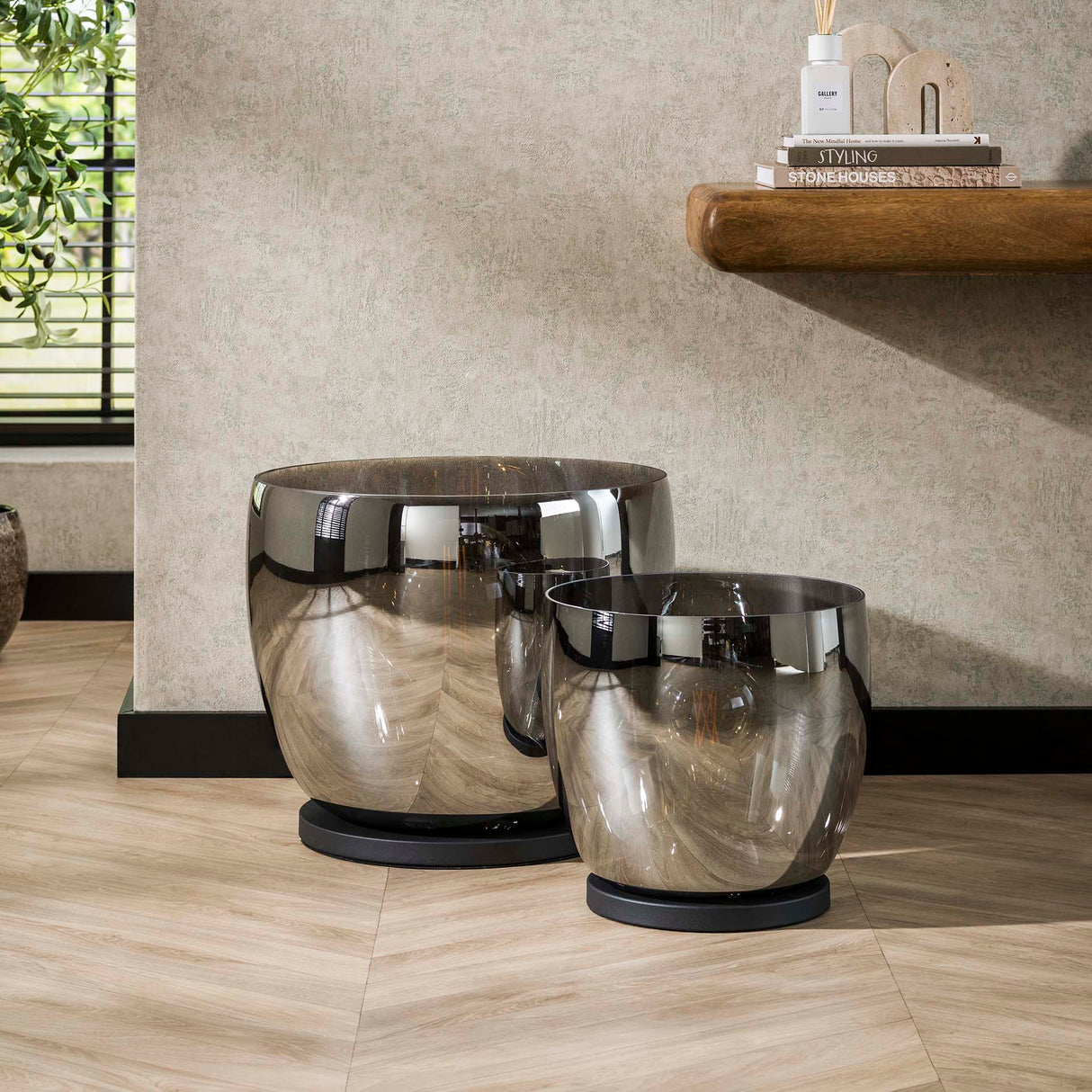 Gulvlampe Dain UP XXL Kromfarvet glas