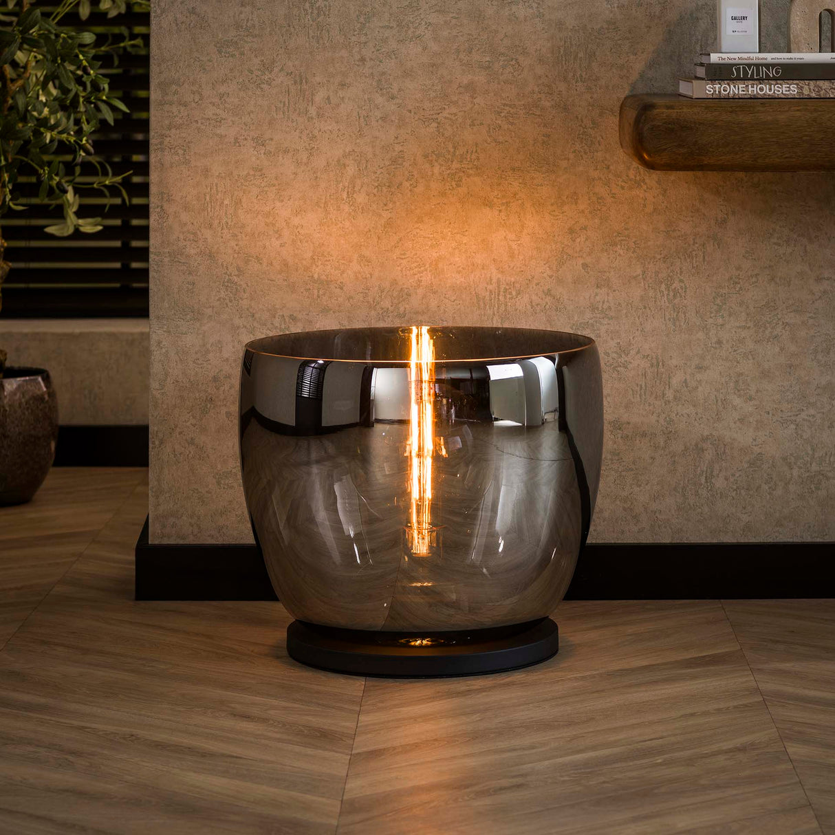 Gulvlampe Dain UP XXL Kromfarvet glas