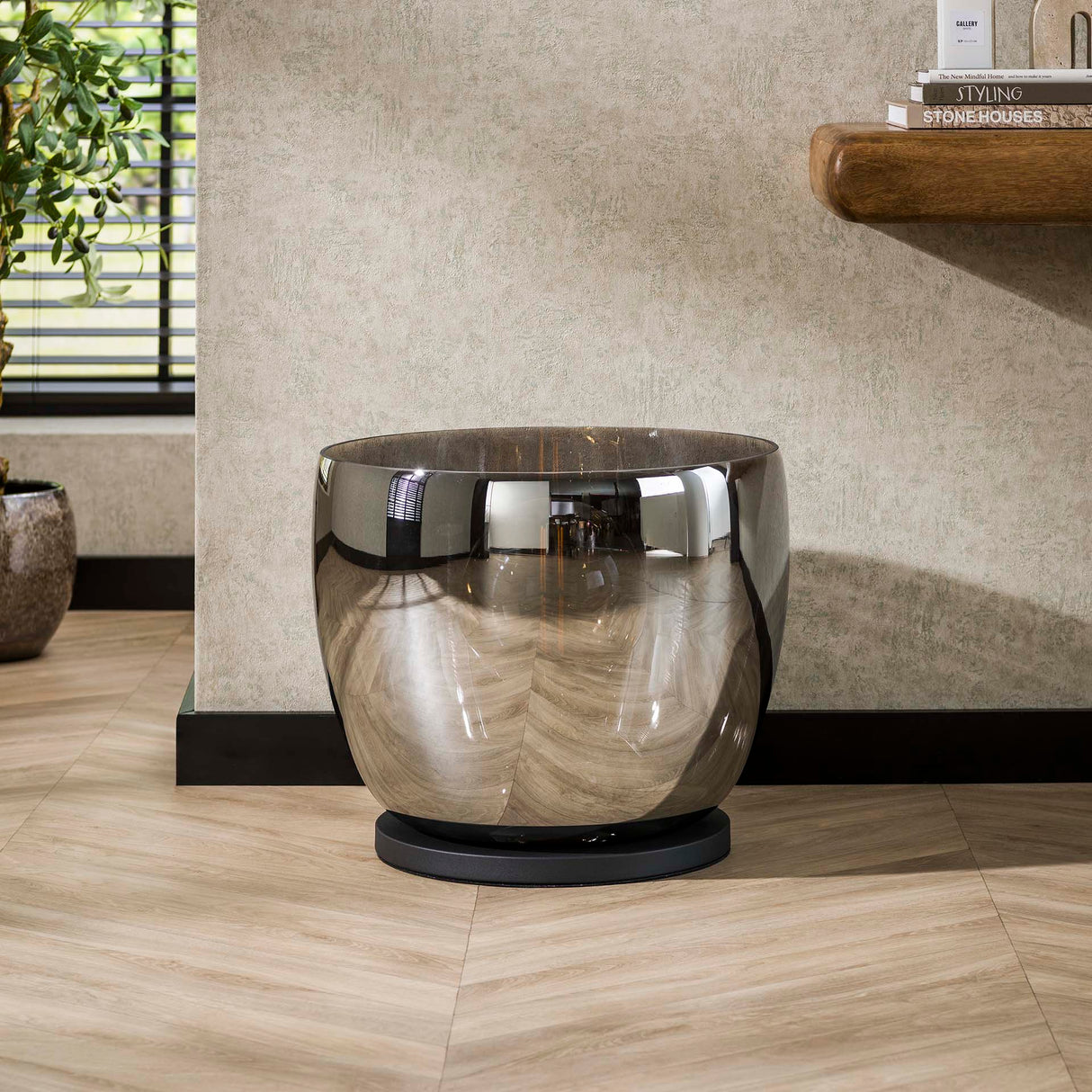 Gulvlampe Dain UP XXL Kromfarvet glas