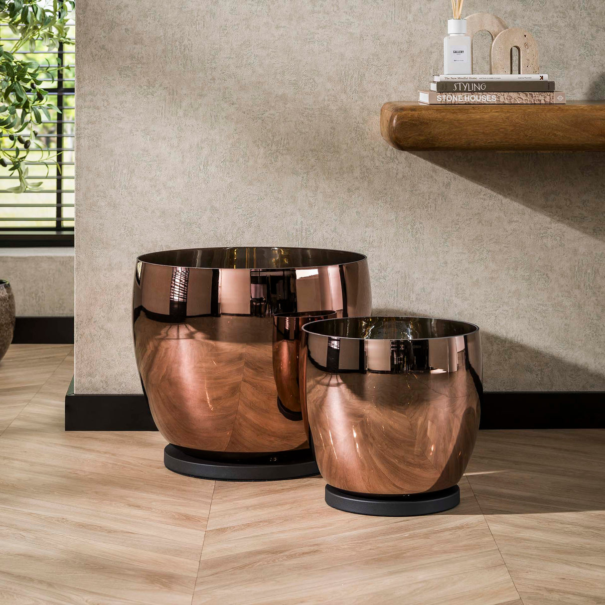 Gulvlampe Dain UP XXL Kobberfarvet glas