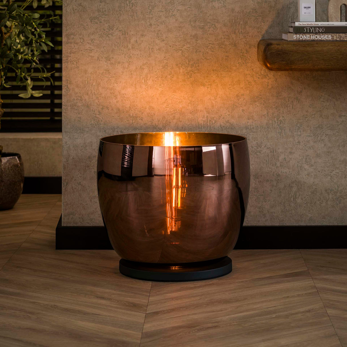 Gulvlampe Dain UP XXL Kobberfarvet glas