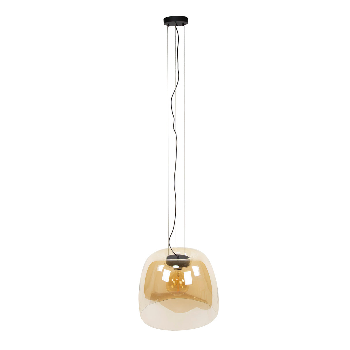 Loftlampe Dain 1-lys XL ravfarvet glas