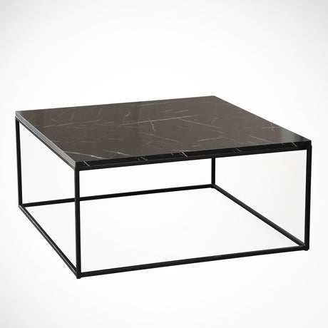 Sofabord Firkantet 75x75 cm Pola - Sort Marmorlook Melamin