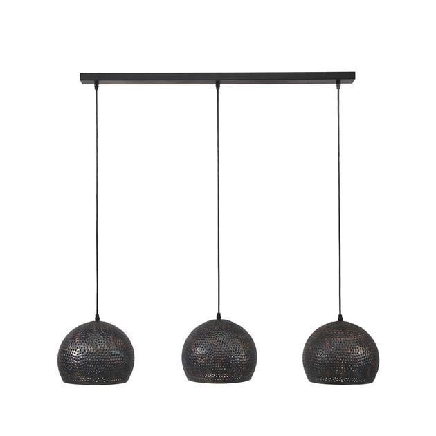 Hængelampe Aya 3 Sphere DH Interiør Brun LxBxH 87x33x27 Sort brun Hvid foto set forfra