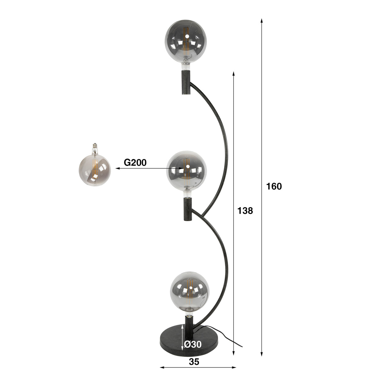 Væglampe Niro 3-lys sort