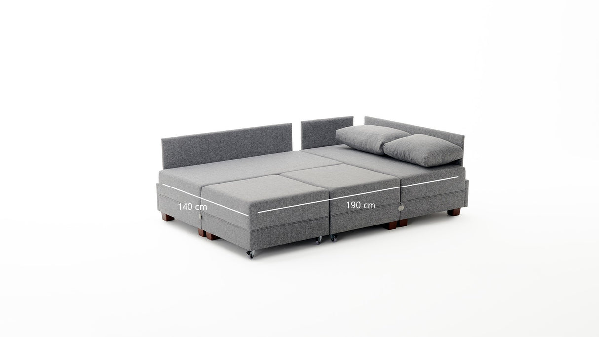 Banken - Slaapbank grijs stof - XXL 280 x 210 - Rechts - Fly - Dimehouse