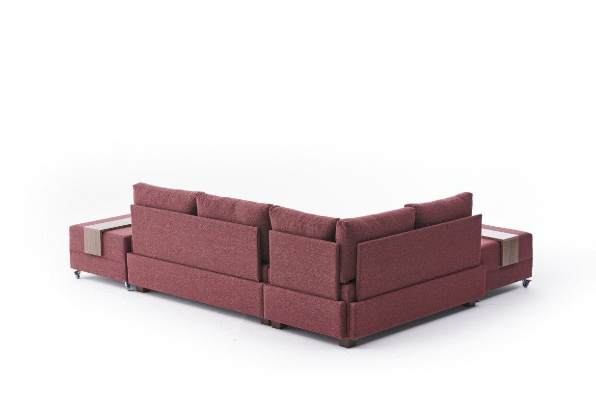 Banken - Slaapbank rood stof - XXL 280 x 210 - Links - Fly - Dimehouse