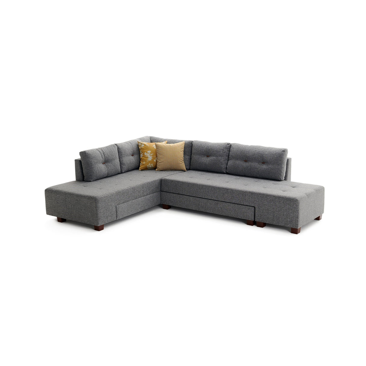Banken - Slaapbank grijs stof - XL 280x206 cm - met wielen - Links - Manama - Dimehouse