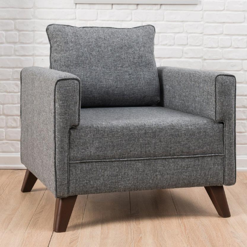 Landelijke fauteuil Grijs melange geweven stof Bella