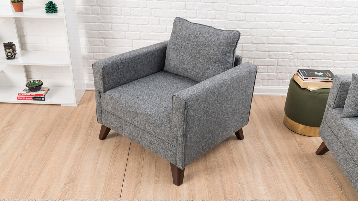Landelijke fauteuil Grijs melange geweven stof Bella