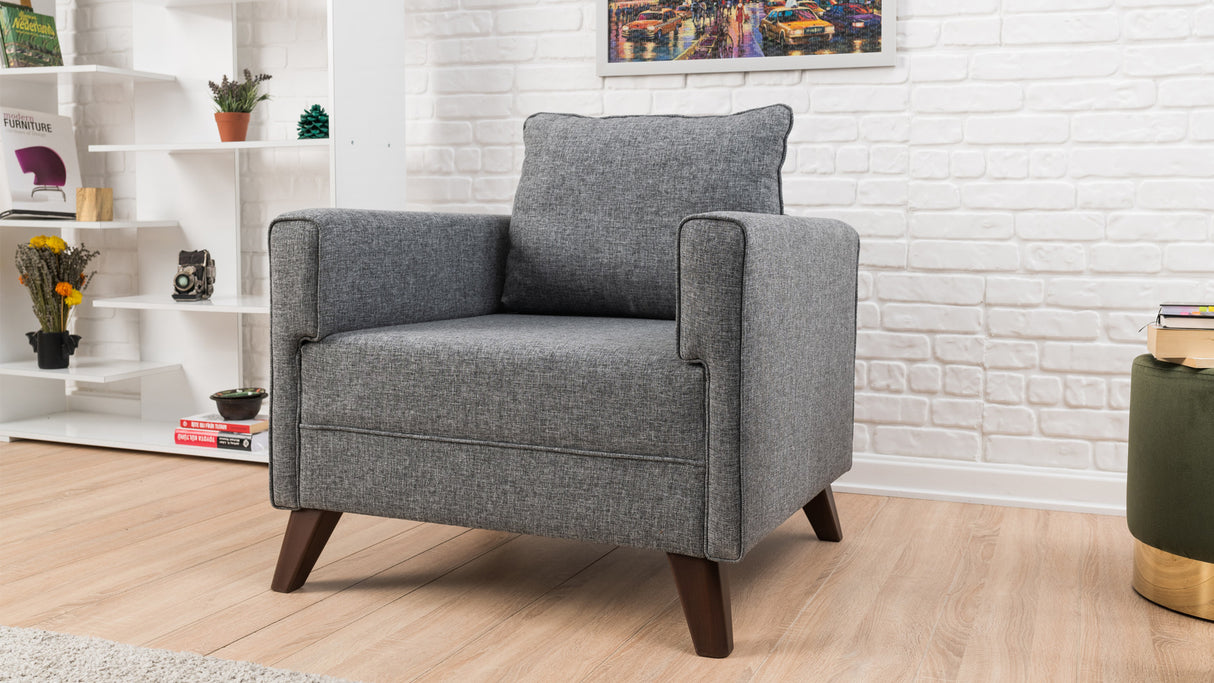 Landelijke fauteuil Grijs melange geweven stof Bella