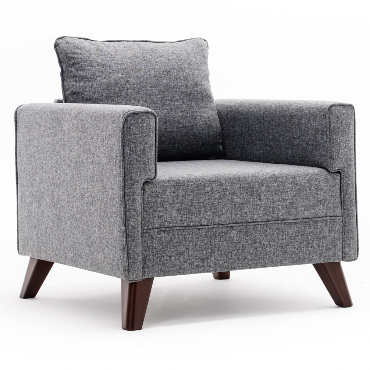 Landelijke fauteuil Grijs melange geweven stof Bella