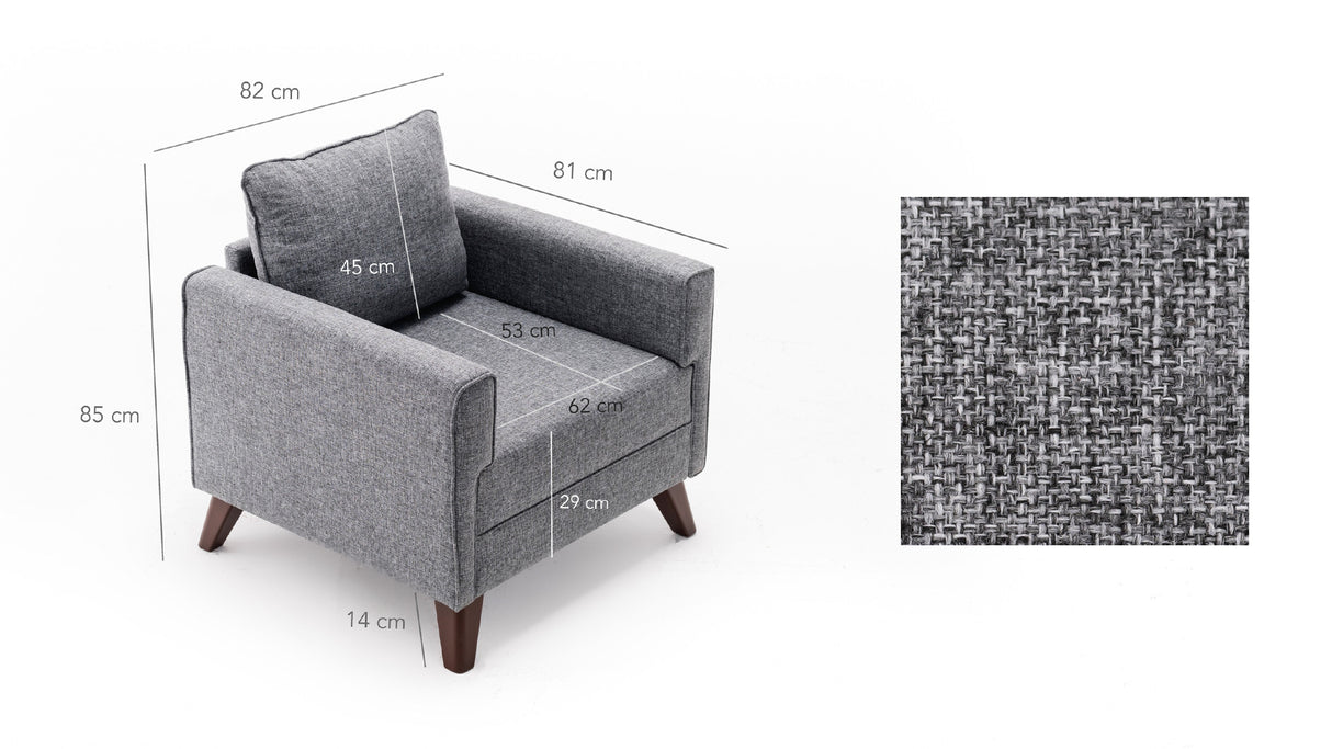 Landelijke fauteuil Grijs melange geweven stof Bella