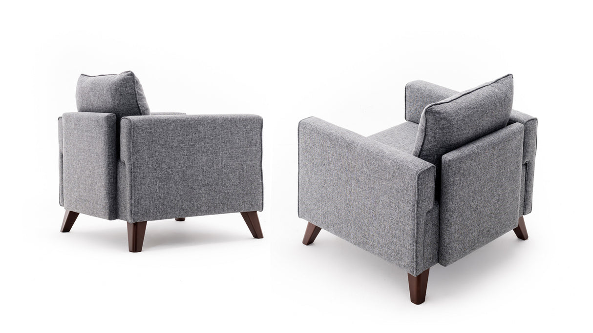 Landelijke fauteuil Grijs melange geweven stof Bella
