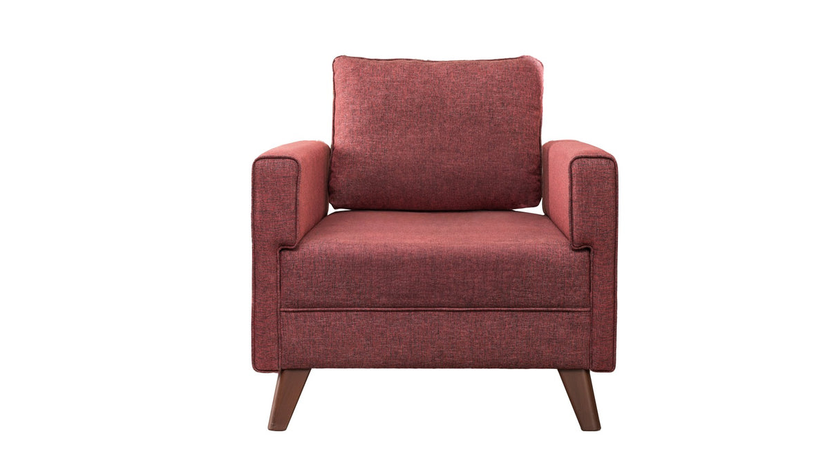 Landelijke fauteuil Bordeauxrood melange geweven stof Bella