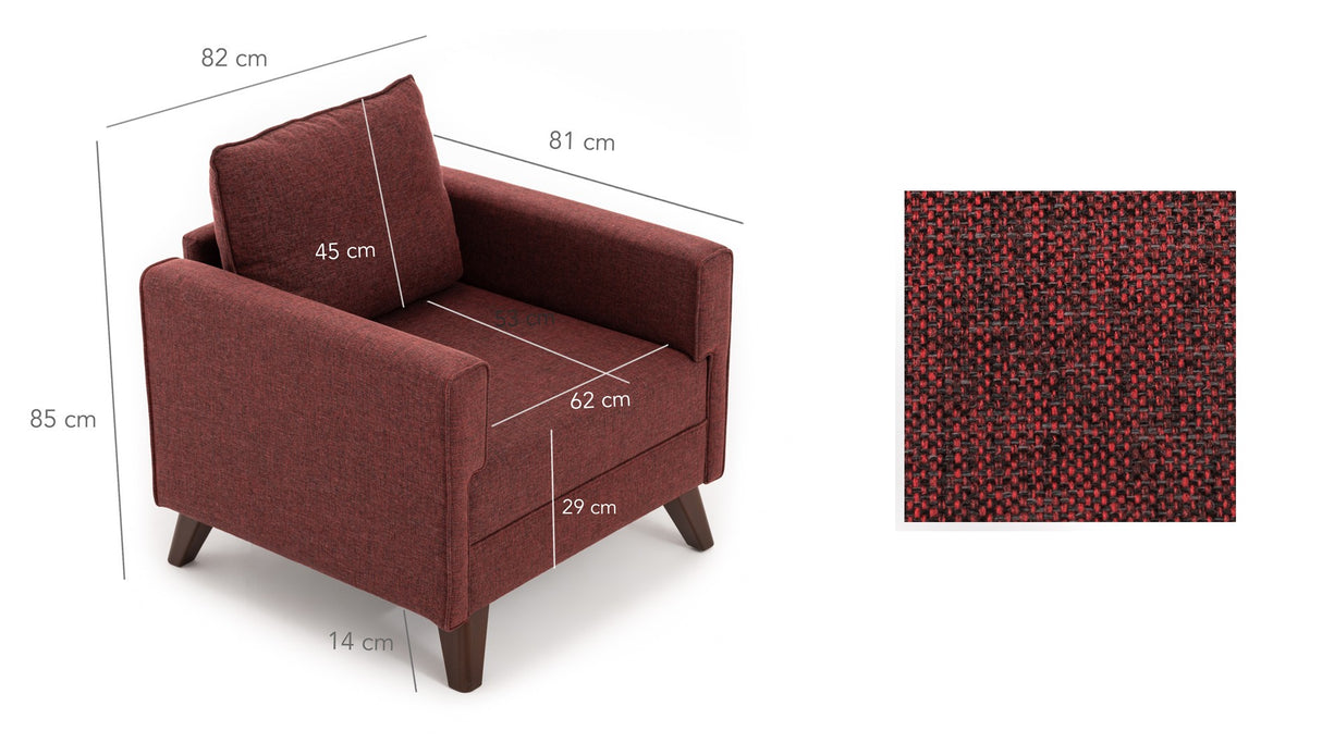 Landelijke fauteuil Bordeauxrood melange geweven stof Bella