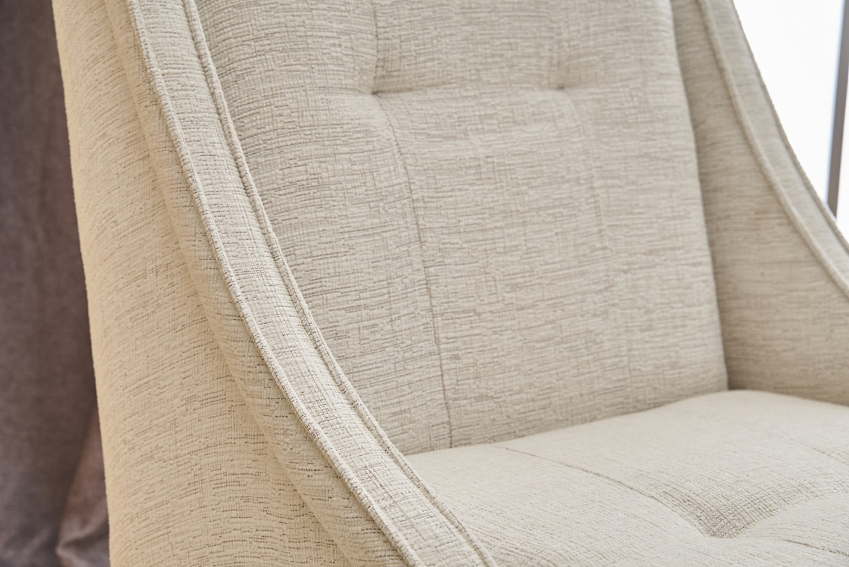 Lænestol beige chenille stof landlig klassisk Ella