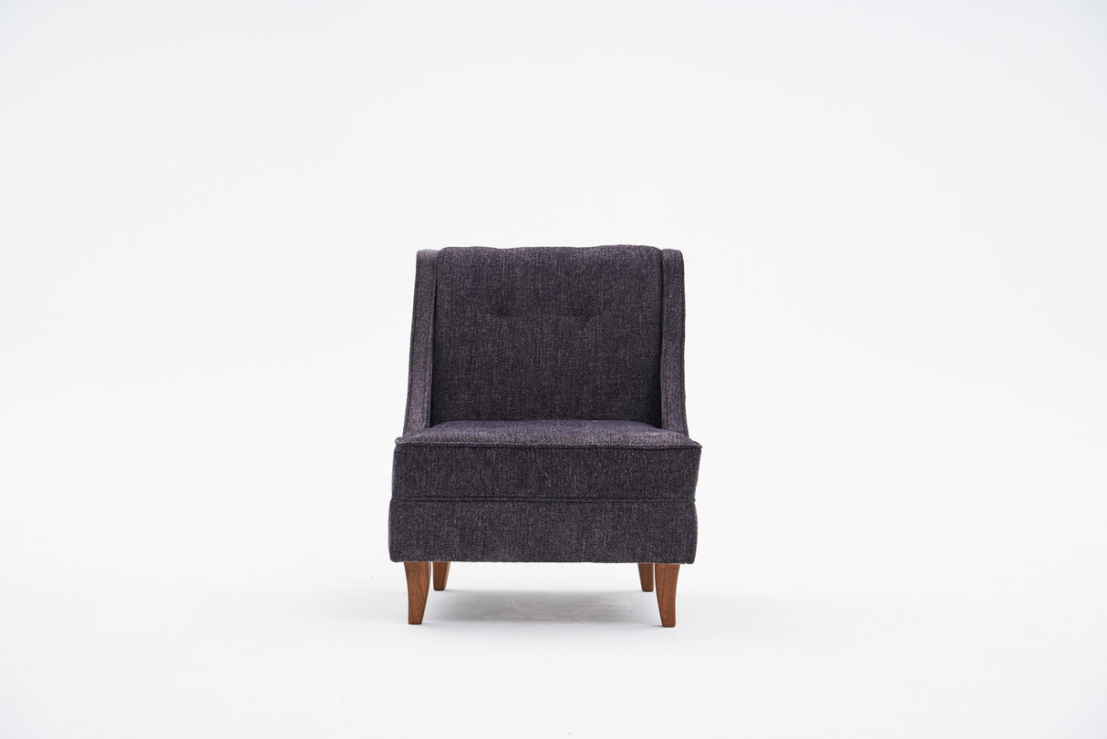 Fauteuils - Fauteuil antraciet chenille stof landelijk klassiek Ella - Dimehouse