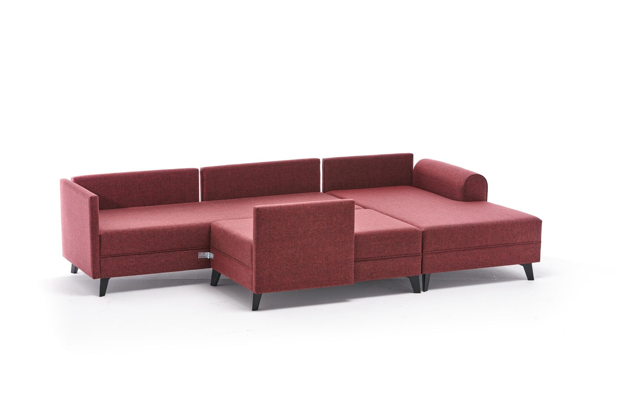 Banken - Slaapbank Rood stof - U - bank - XXL 300x202x152cm - Belen - Dimehouse