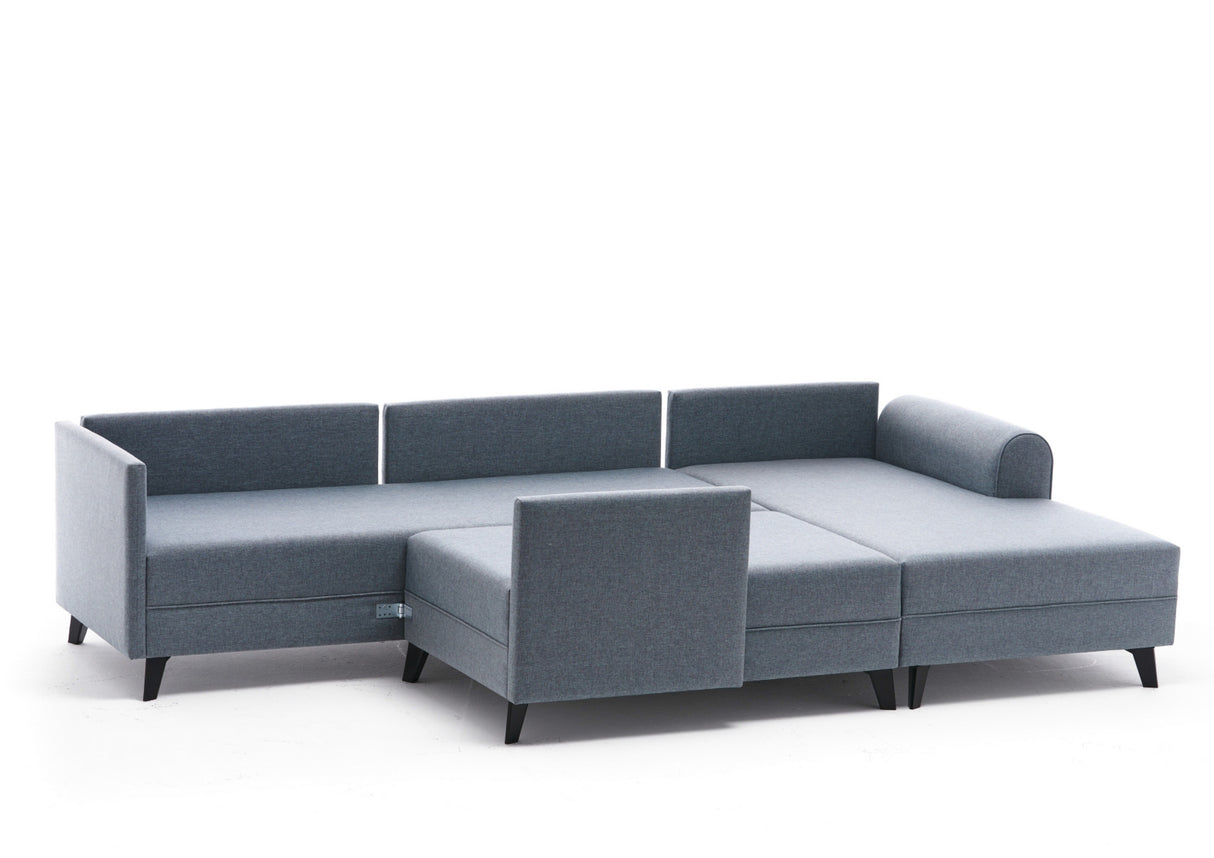 Sovesofa Blåt stof - U-sofa - XXL 300x202x152cm - Belen