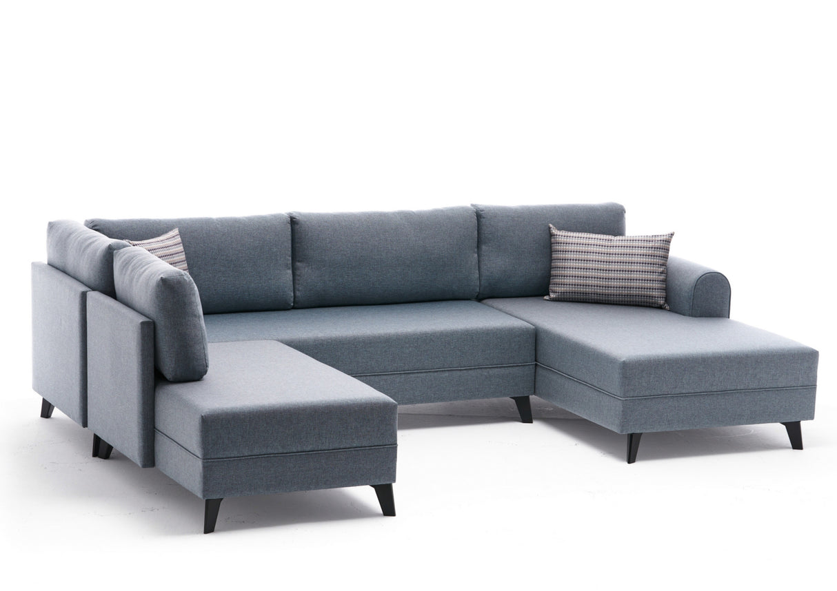 Sovesofa Blåt stof - U-sofa - XXL 300x202x152cm - Belen