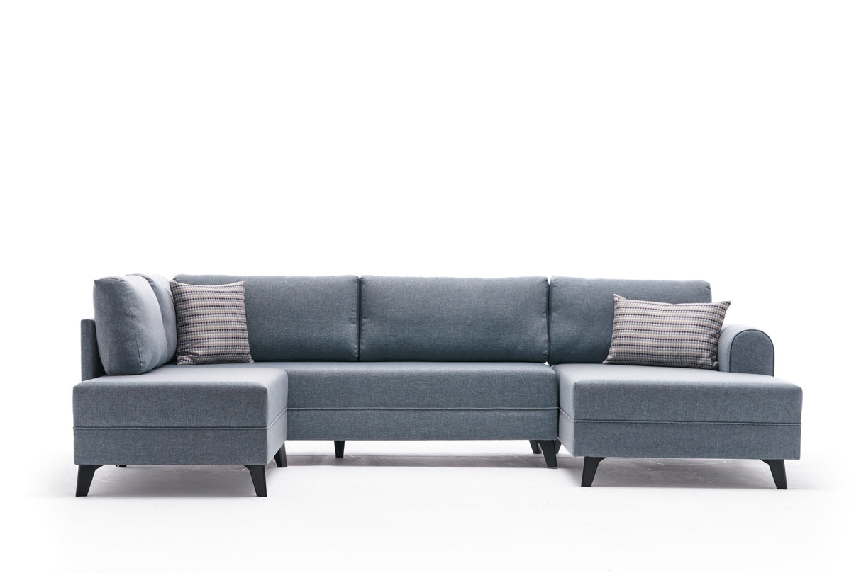 Sovesofa Blåt stof - U-sofa - XXL 300x202x152cm - Belen