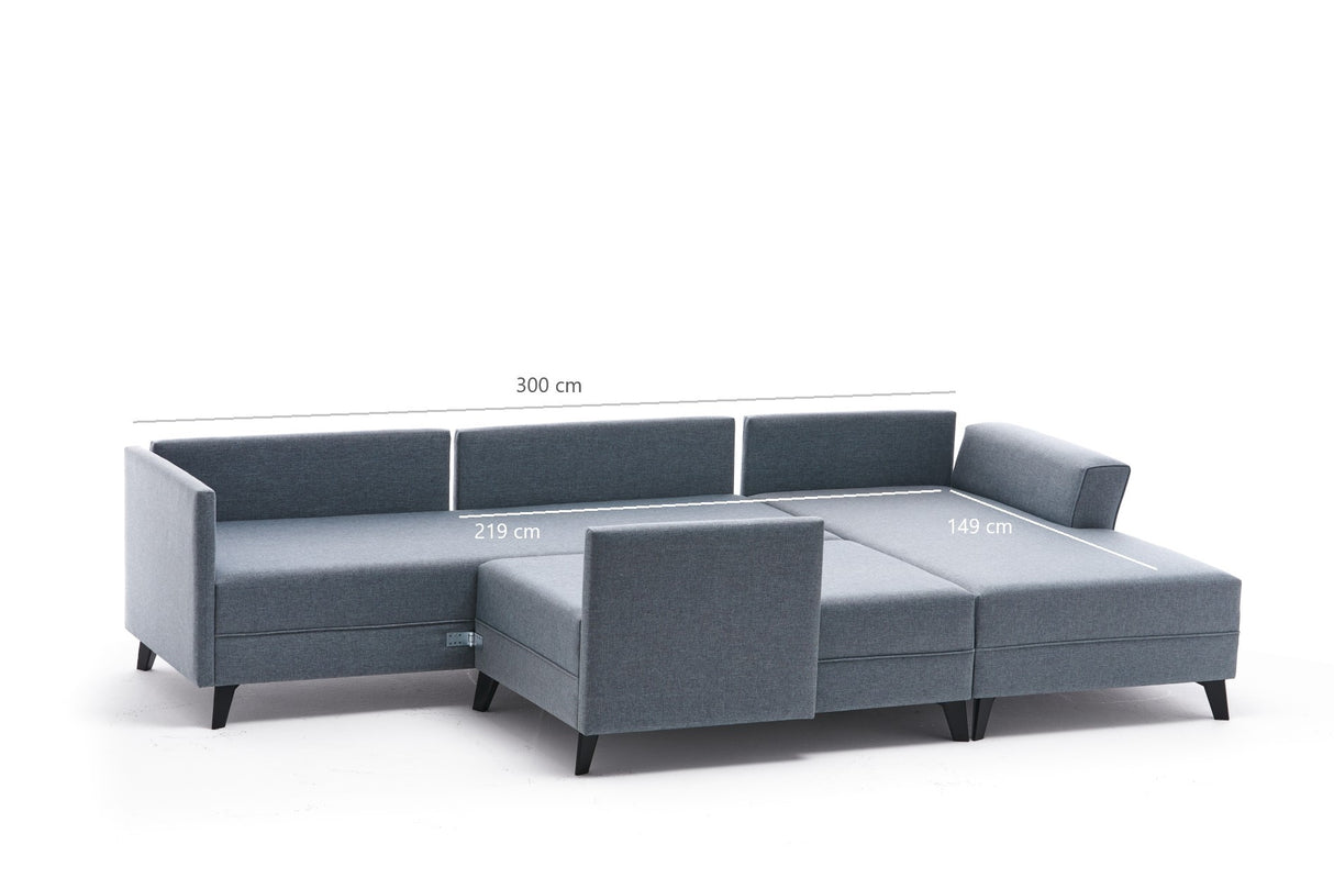 Sovesofa Taupe stof - U-sofa - XXL 300x202x152cm - Belen