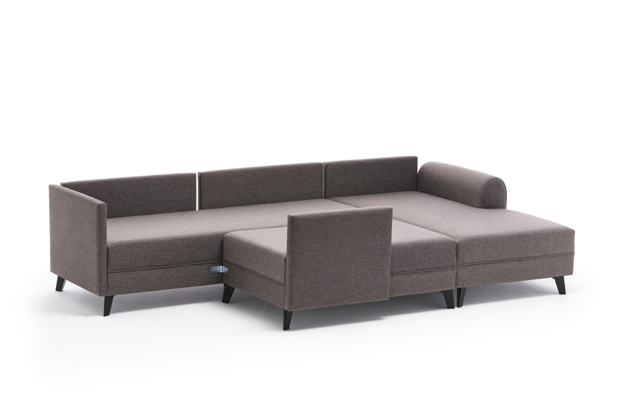 Sovesofa Taupe stof - U-sofa - XXL 300x202x152cm - Belen