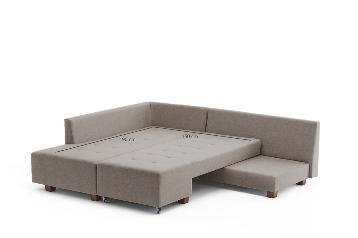 Banken - Slaapbank taupe stof - XL 280x206 cm - met wielen - Links - Manama - Dimehouse