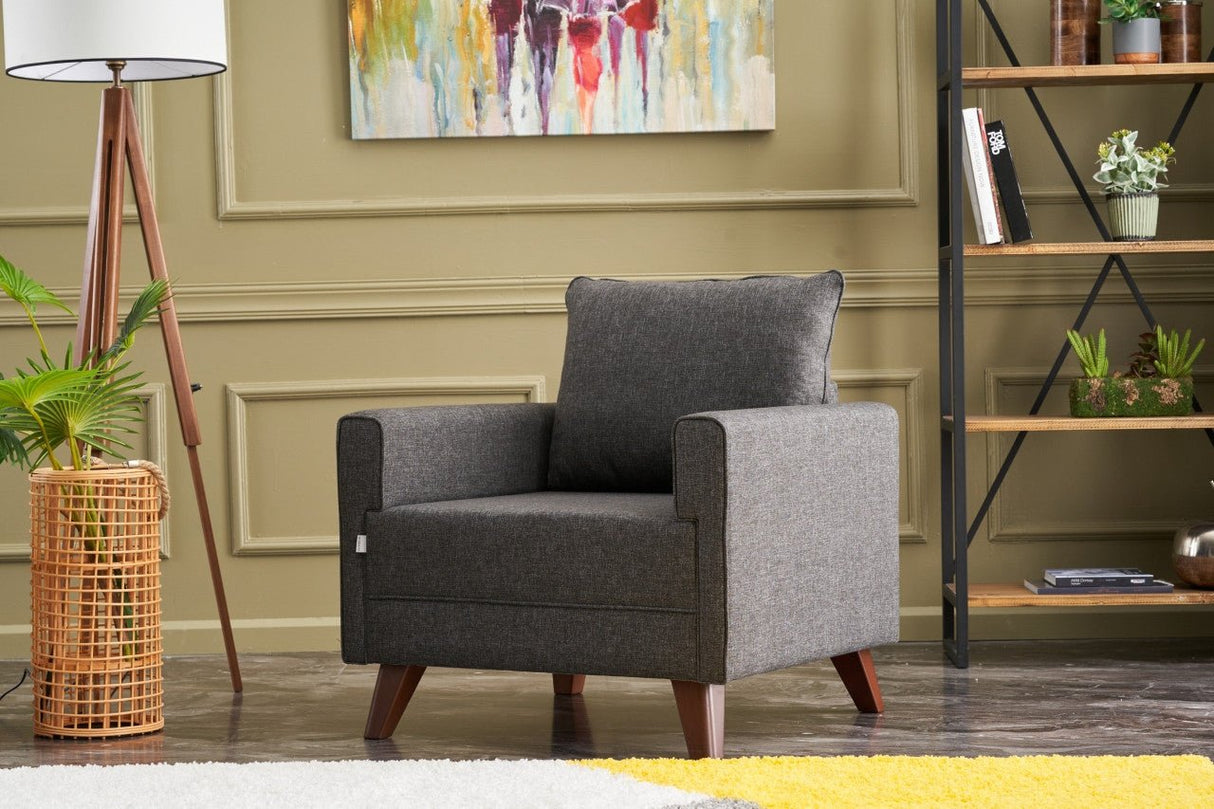 Landelijke fauteuil Antraciet melange geweven Stof Bella