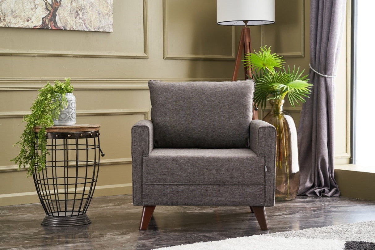 Landelijke fauteuil Taupe melange geweven stof Bella