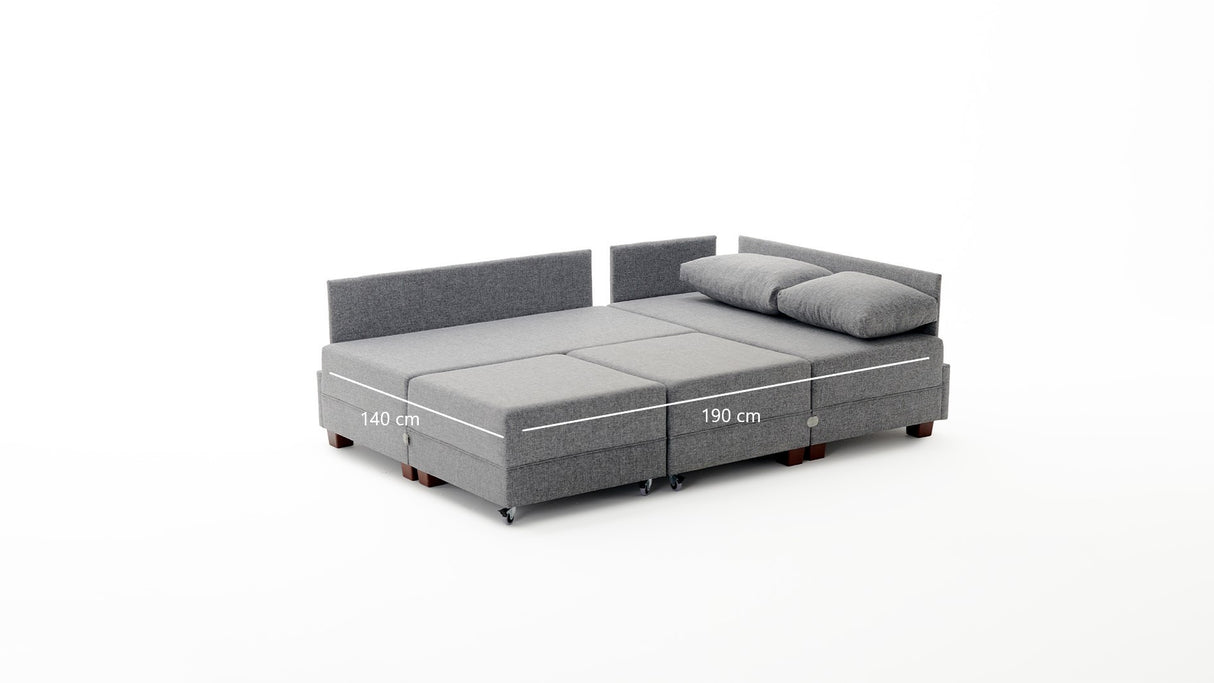 Banken - Slaapbank blauw stof - XXL 280 x 210 - Links - Fly - Dimehouse