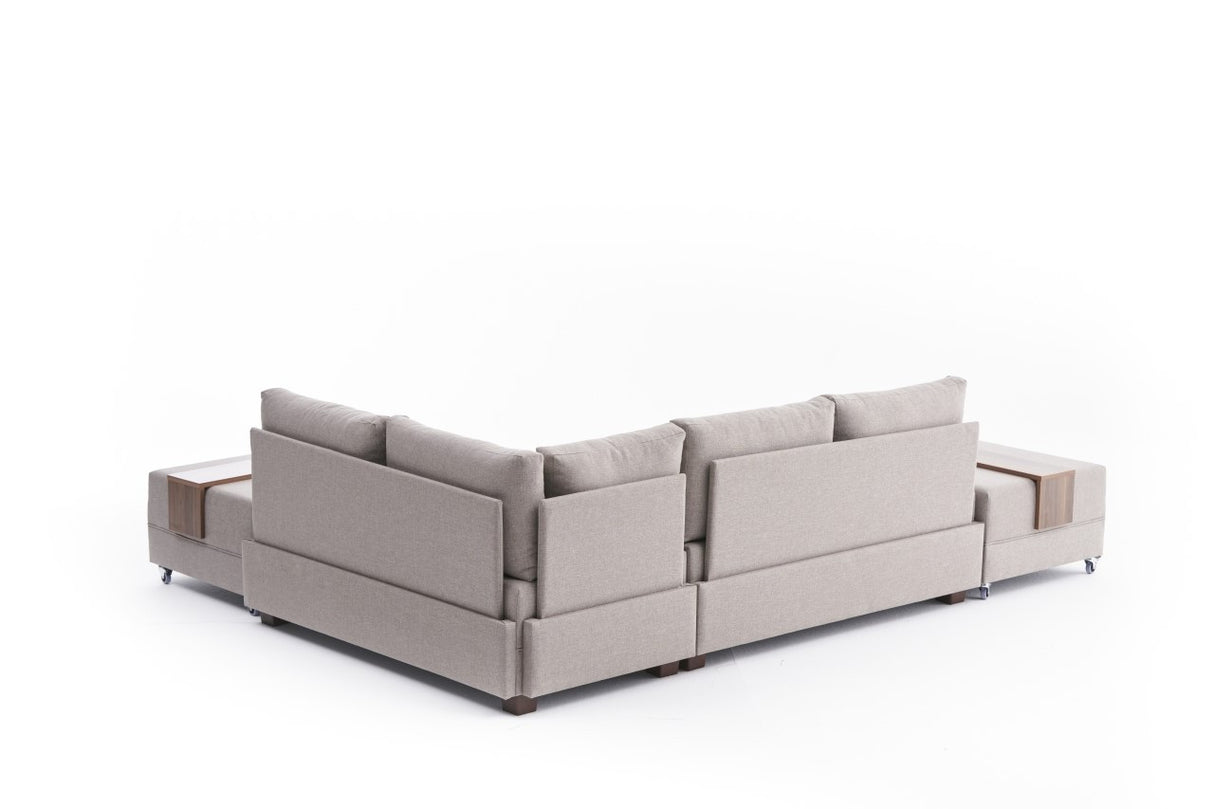 Banken - Slaapbank champagne stof - XXL 280 x 210 - Rechts - Fly - Dimehouse