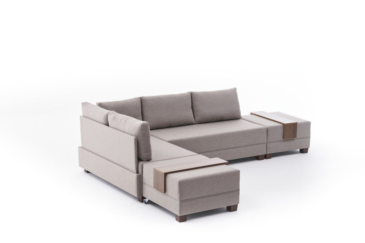 Banken - Slaapbank champagne stof - XXL 280 x 210 - Links - Fly - Dimehouse
