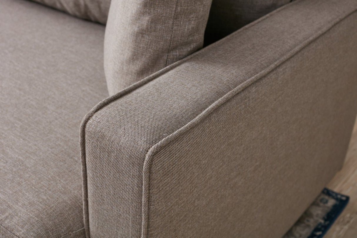 Fauteuils - Modern landelijke fauteuil zandkleurige stof Eva - Dimehouse