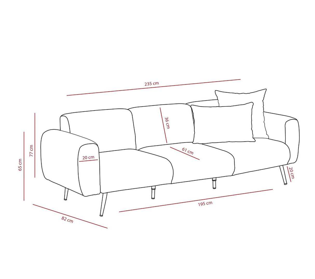3-personers Sofa Side Creme