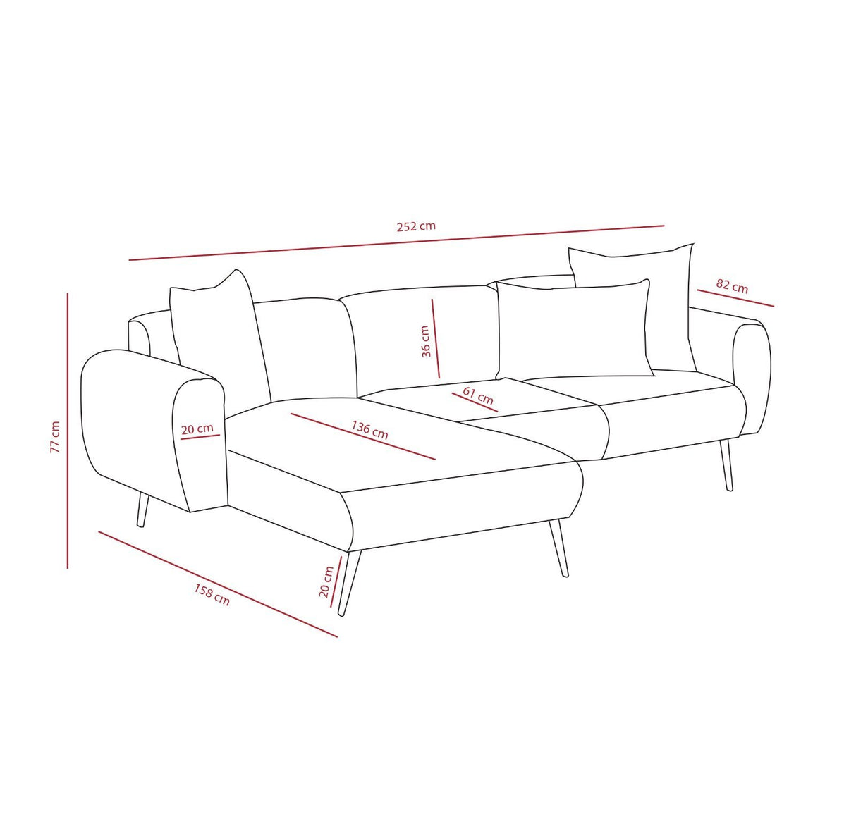 Hjørnesofa Venstre Side Creme