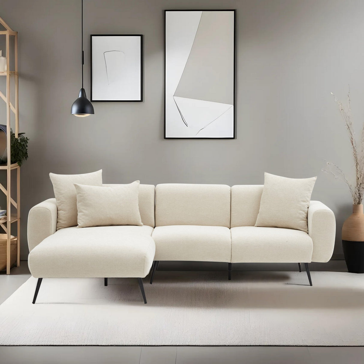 Hjørnesofa Venstre Side Creme