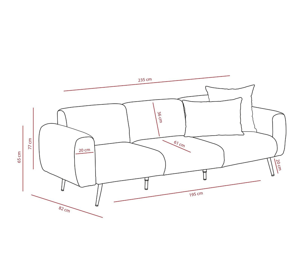 3-personers Sofa Side Lysegrå