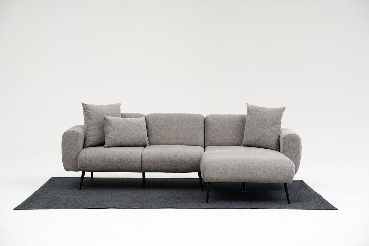 Hjørnesofa gråt stof - Høje slanke ben - solidt interiør - 252 x 155 cm - Side