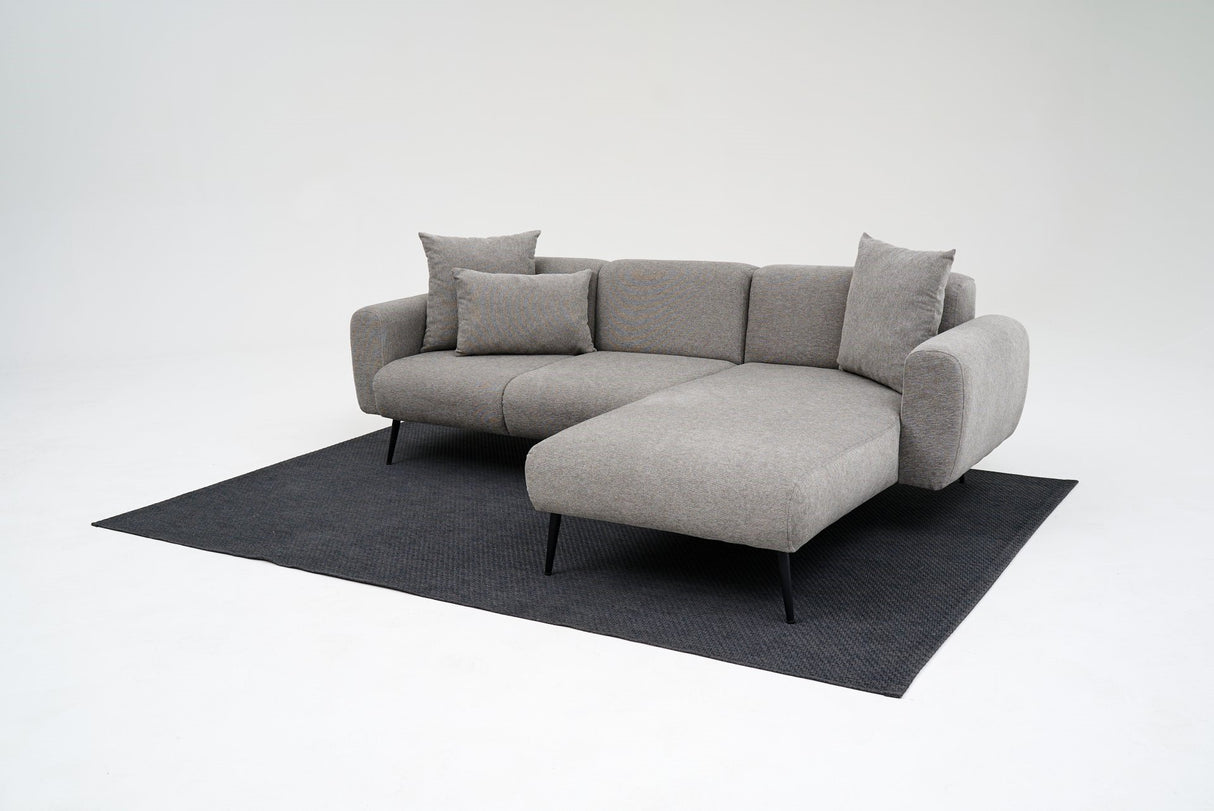 Hjørnesofa gråt stof - Høje slanke ben - solidt interiør - 252 x 155 cm - Side