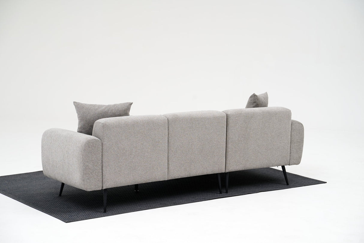 Hjørnesofa gråt stof - Høje slanke ben - solidt interiør - 252 x 155 cm - Side