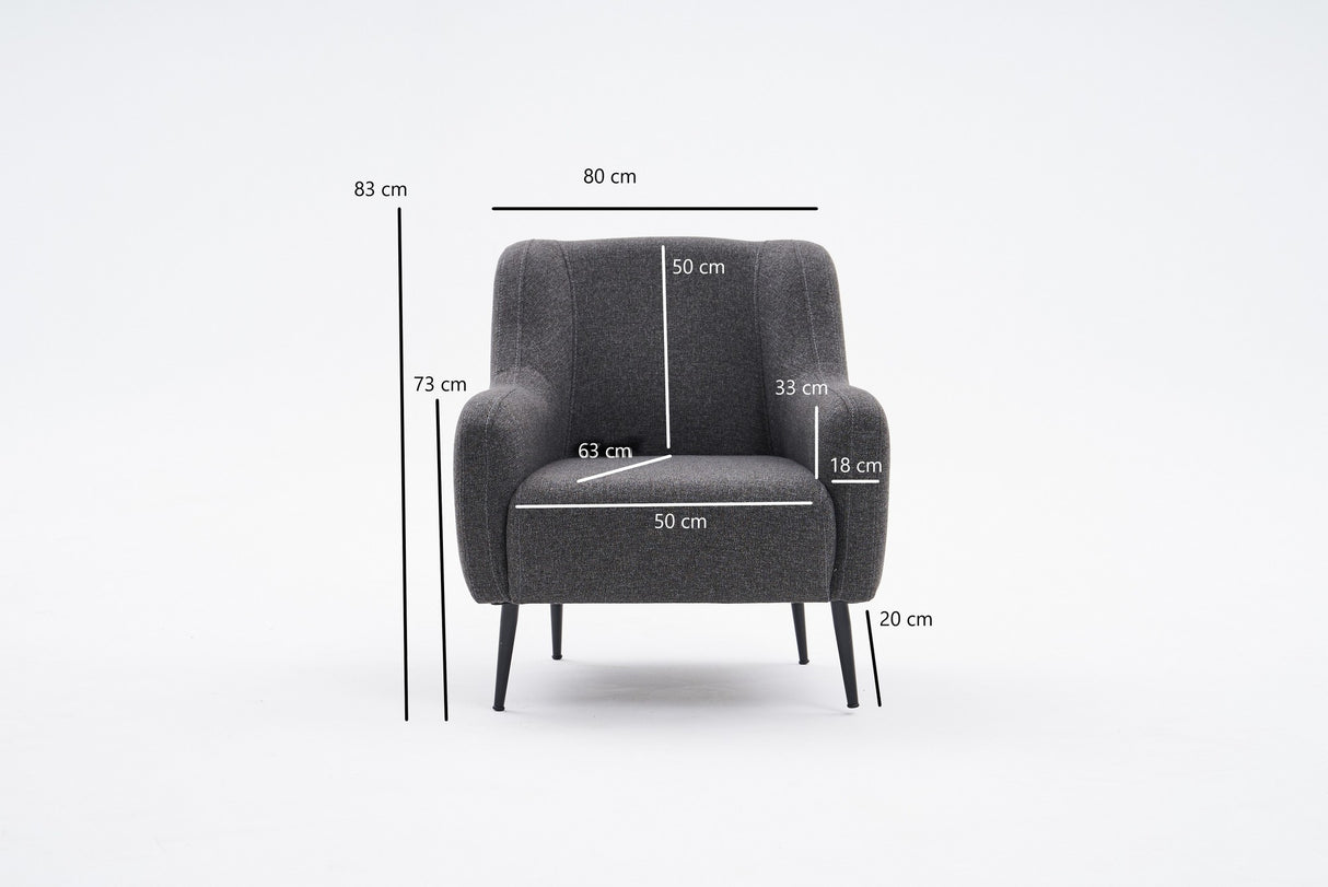 Fauteuils - Moderne fauteuil Antraciet linnen stof met hoge poot Revos - Dimehouse