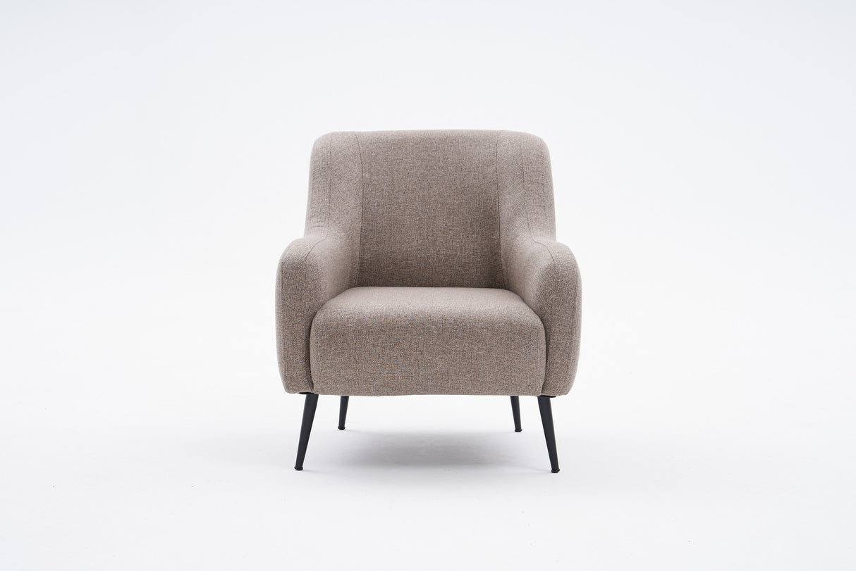 Fauteuils - Moderne fauteuil Taupe linnen stof met hoge poot Revos - Dimehouse